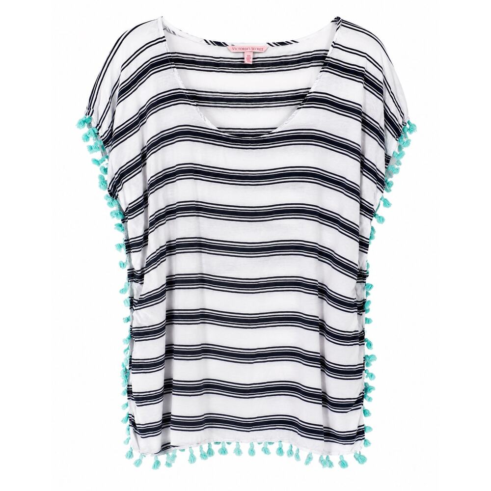 Victoria’s Secret Swim Cover Up Medium Coastal Cowgirl Boho Striped Tassel Beach